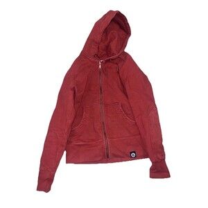American Giant Hoodie Women's Medium Red Full Zip Heavyweight Workwear USA Made